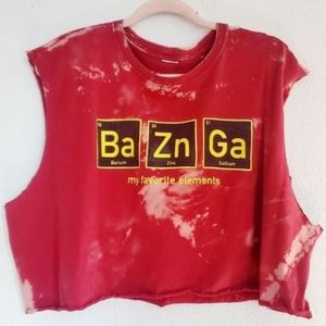 Upcycled Bazinga! Custom One of a Kind Tank Top Distressed Bleached Crop…